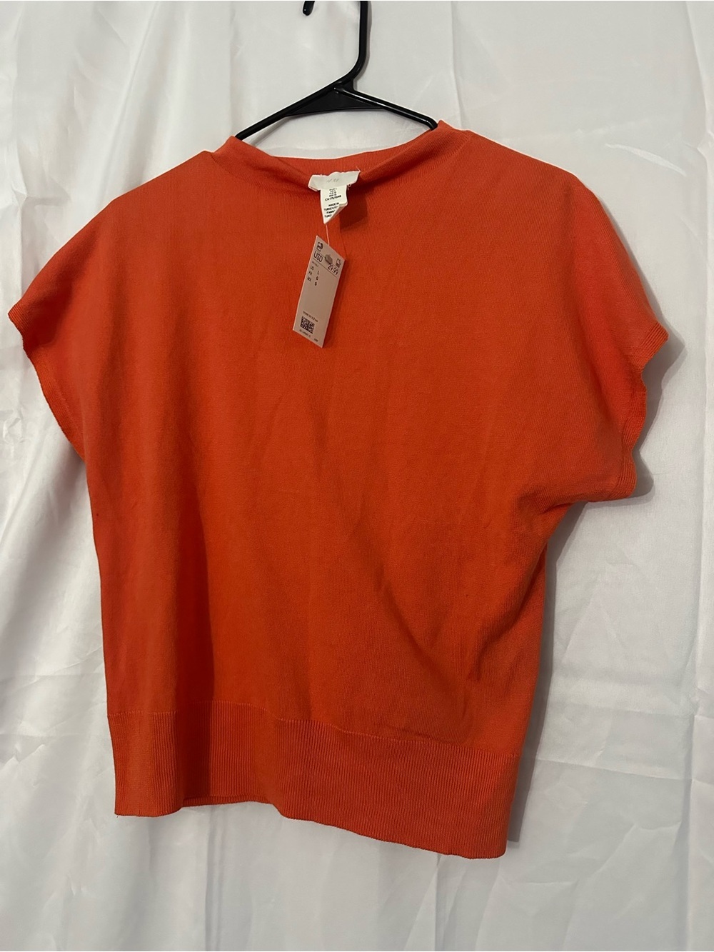 H&M Short Sleeve Knit Top in Orange